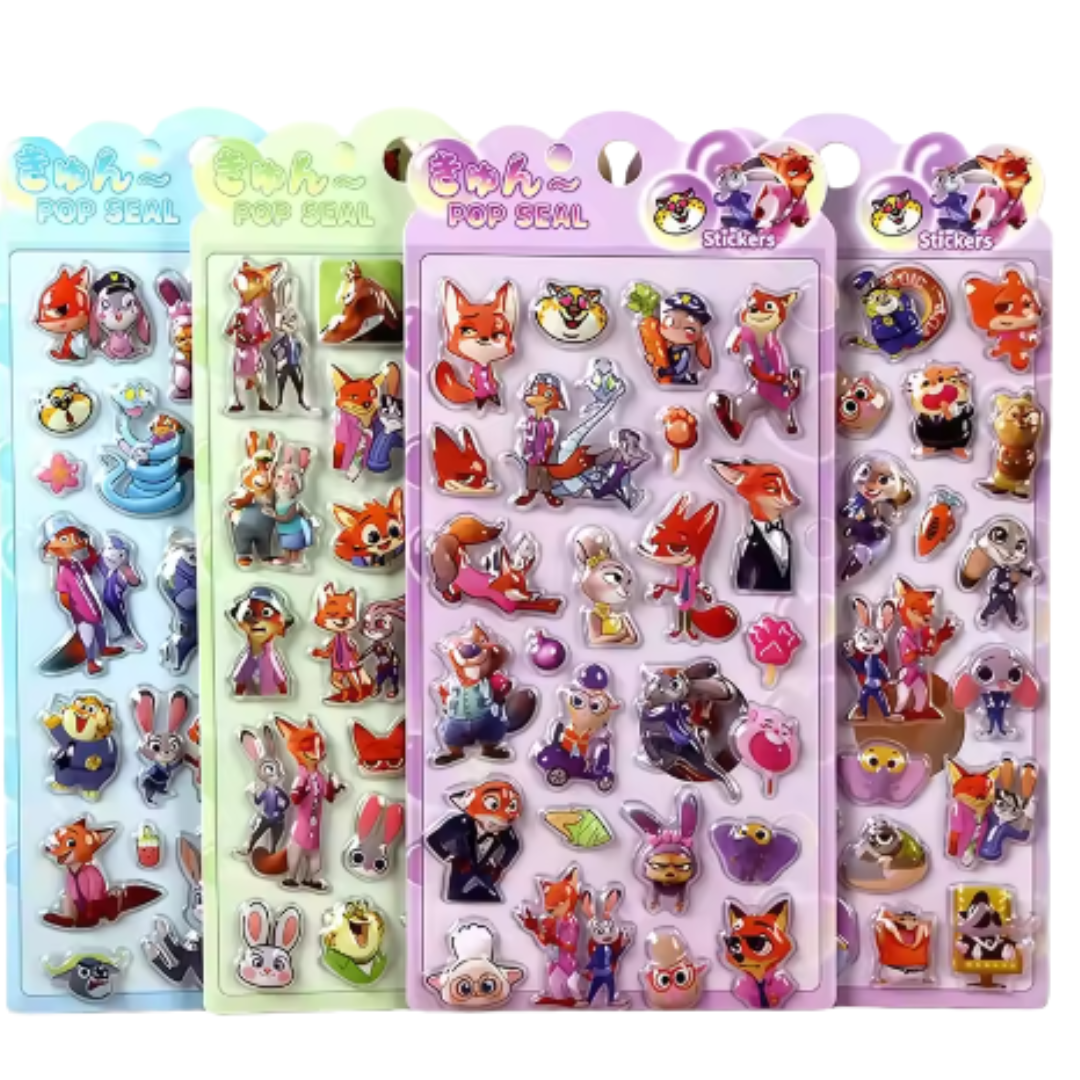 【3枚セット】ボンボンドロップシールゆるかわアニメズートピアシールの癒し系3Dシール【再入荷なし】