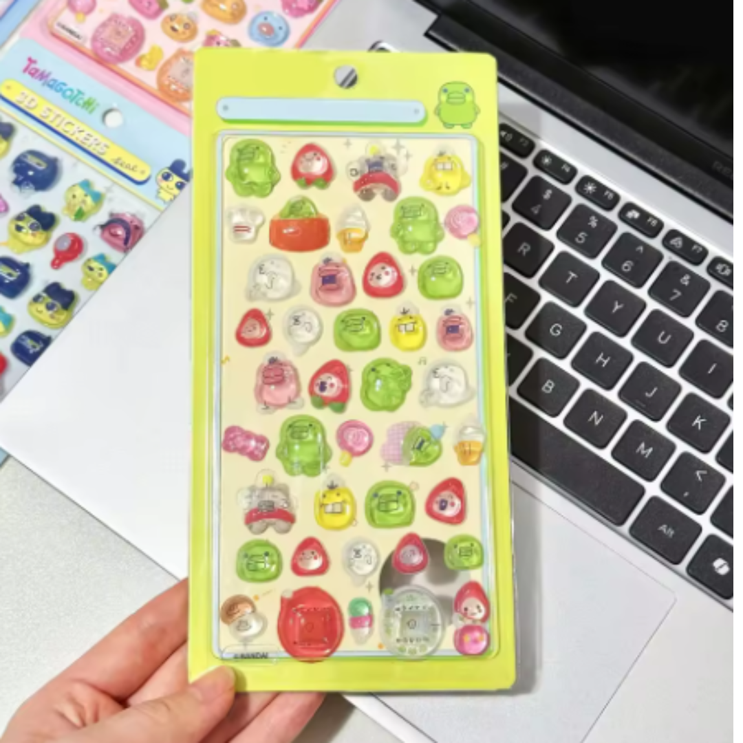 【3枚セット】ボンボンドロップシールゆるかわたまごっちシールの癒し系3Dシール【再入荷なし】