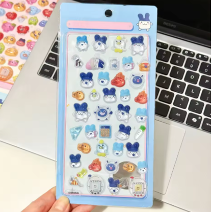 【3枚セット】ボンボンドロップシールゆるかわたまごっちシールの癒し系3Dシール【再入荷なし】