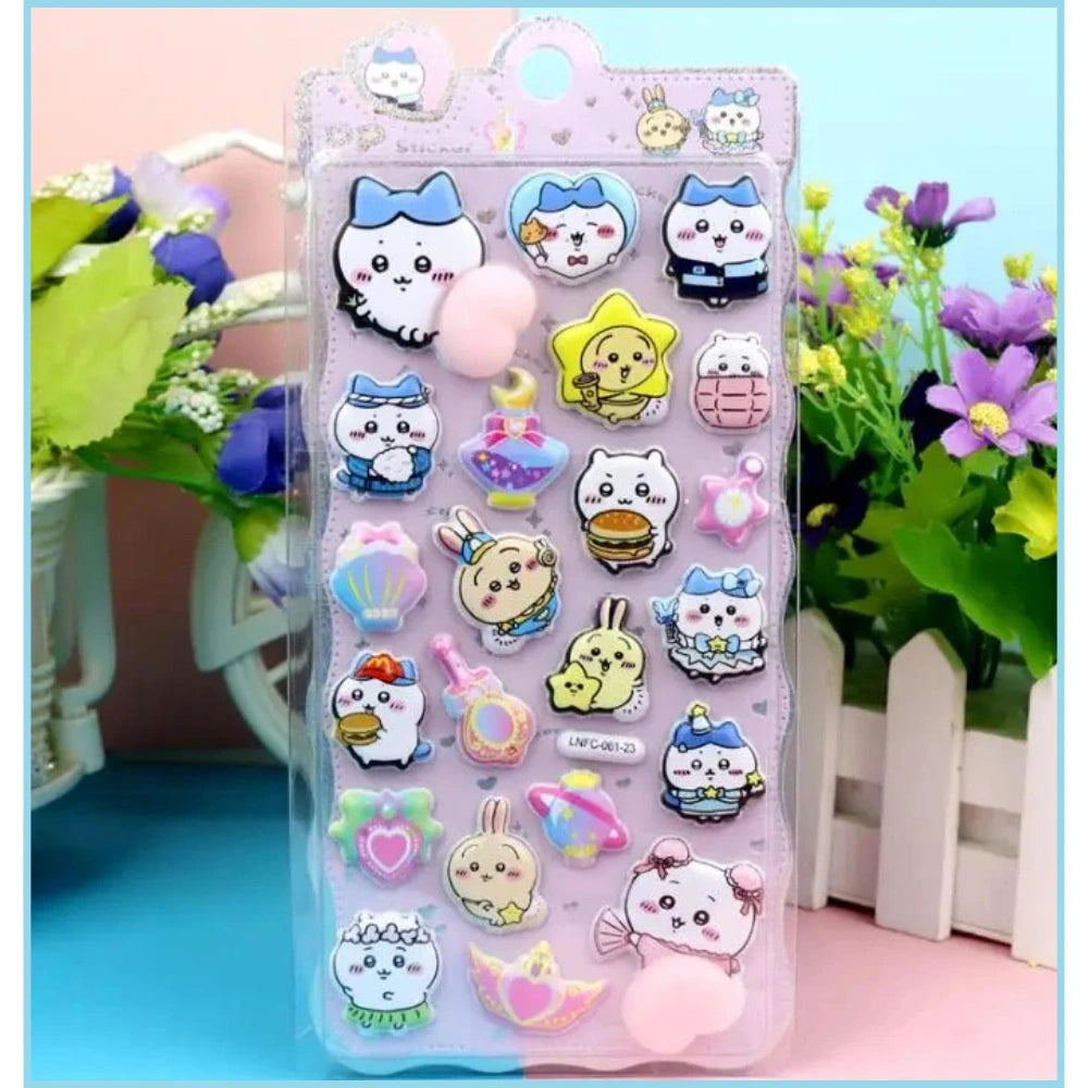 【4枚セット】ボンボンドロップシールゆるかわちいかわの癒し系3Dシール【再入荷なし】