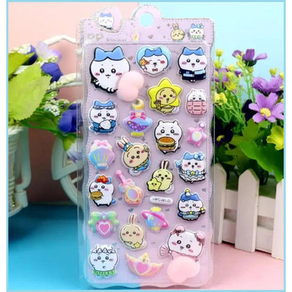 【4枚セット】ボンボンドロップシールゆるかわちいかわの癒し系3Dシール【再入荷なし】