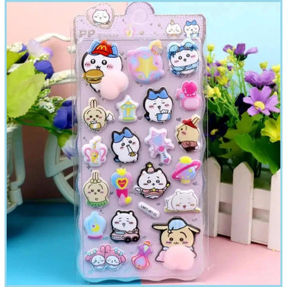 【4枚セット】ボンボンドロップシールゆるかわちいかわの癒し系3Dシール【再入荷なし】