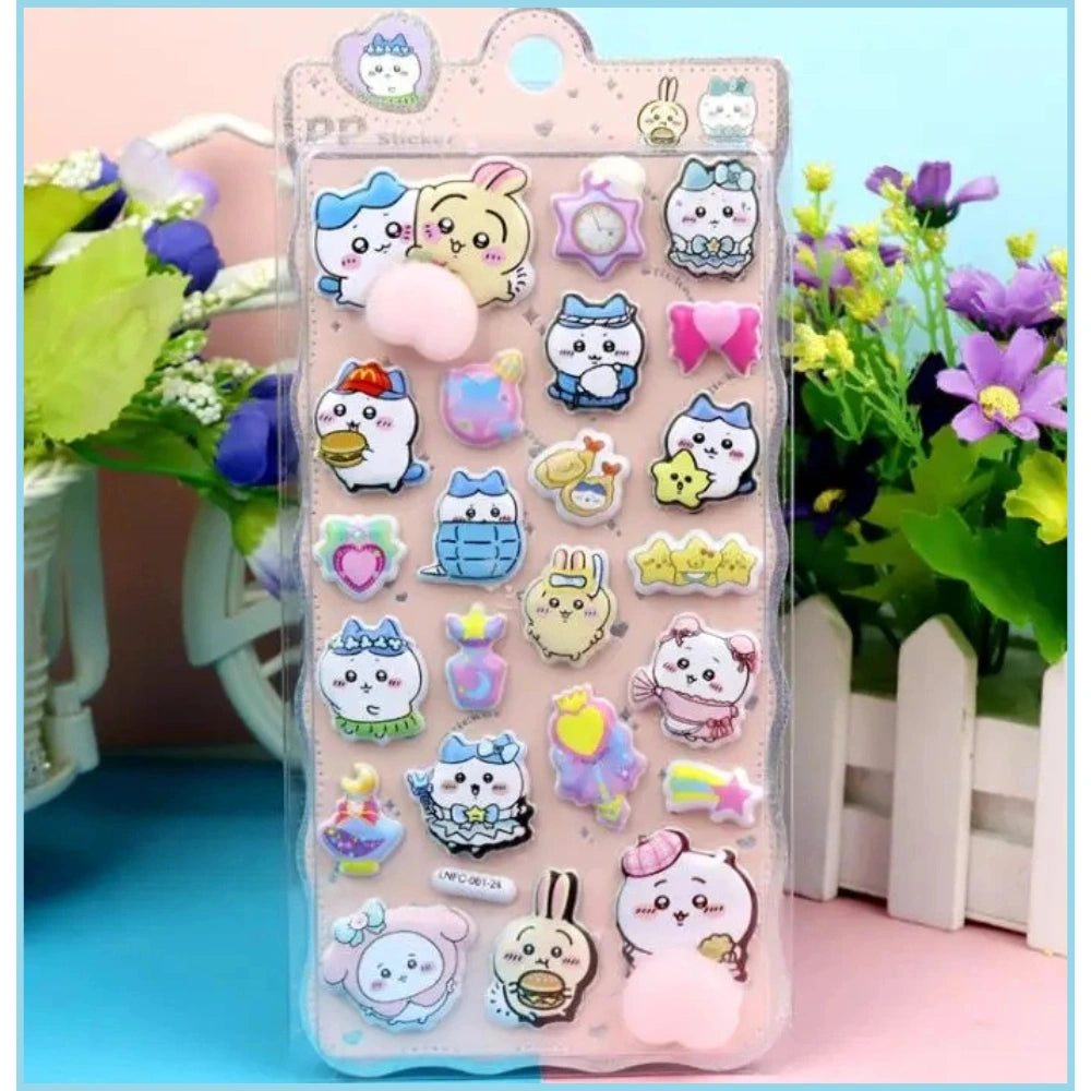 【4枚セット】ボンボンドロップシールゆるかわちいかわの癒し系3Dシール【再入荷なし】