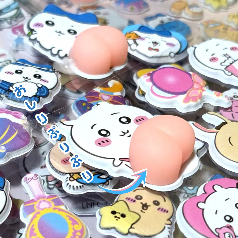 【4枚セット】ボンボンドロップシールゆるかわちいかわの癒し系3Dシール【再入荷なし】