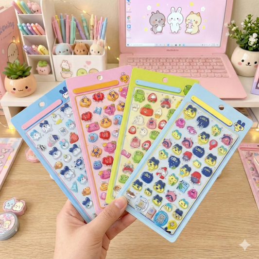 【3枚セット】ボンボンドロップシールゆるかわたまごっちシールの癒し系3Dシール【再入荷なし】