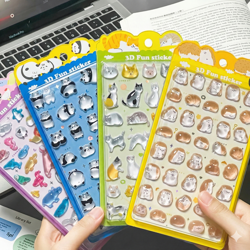 【4枚セット】ボンボンドロップシールかわいいどうぶつ4種【再入荷なし】